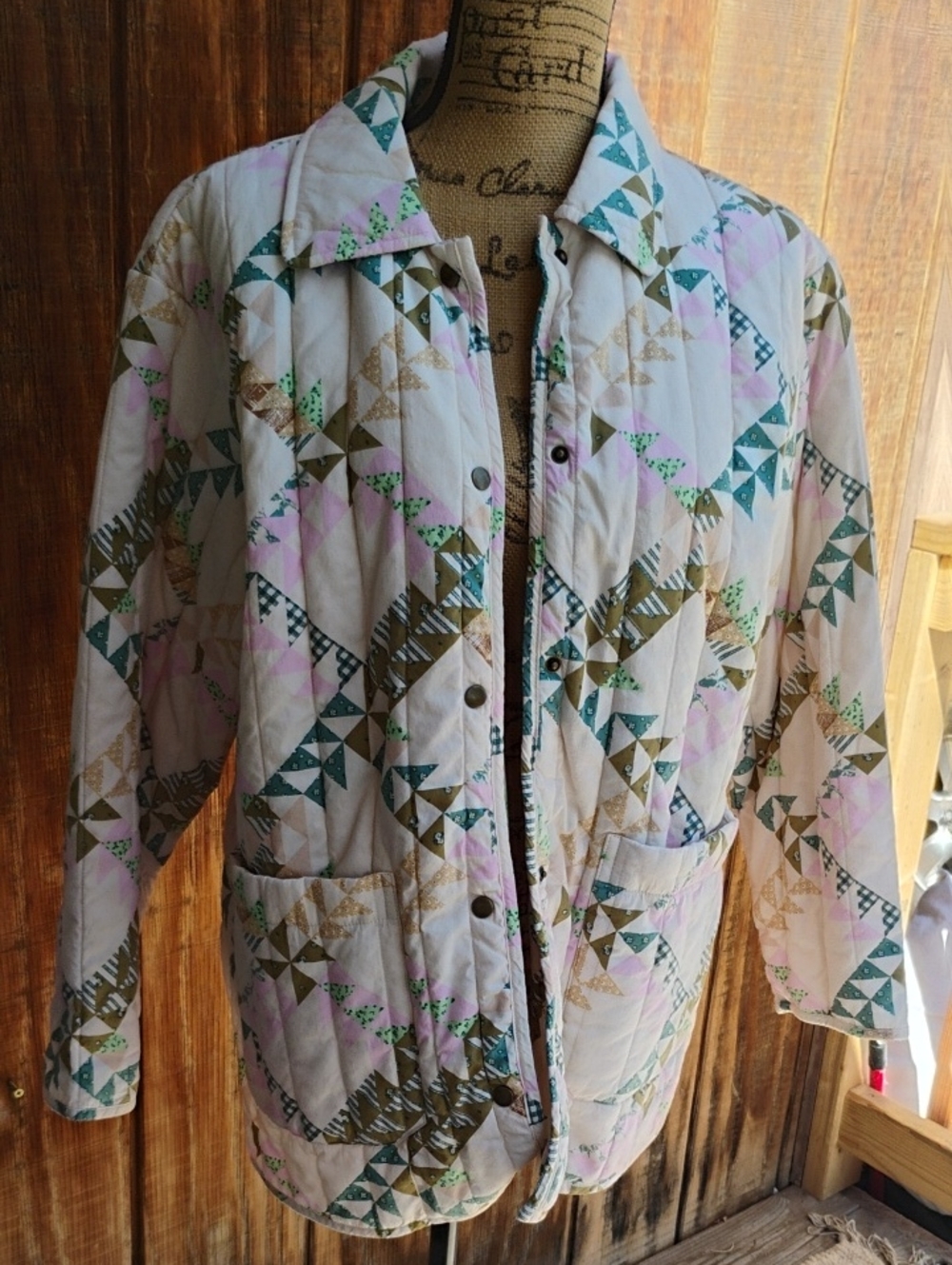 Universal Thread Geometric Patterned Quilted Jacket